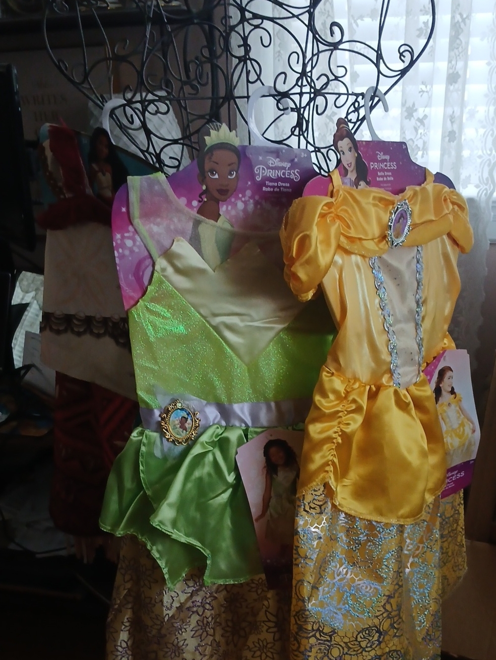 Disney Princess Belle and Tiana Kids Costume Dresses - Yellow & Green